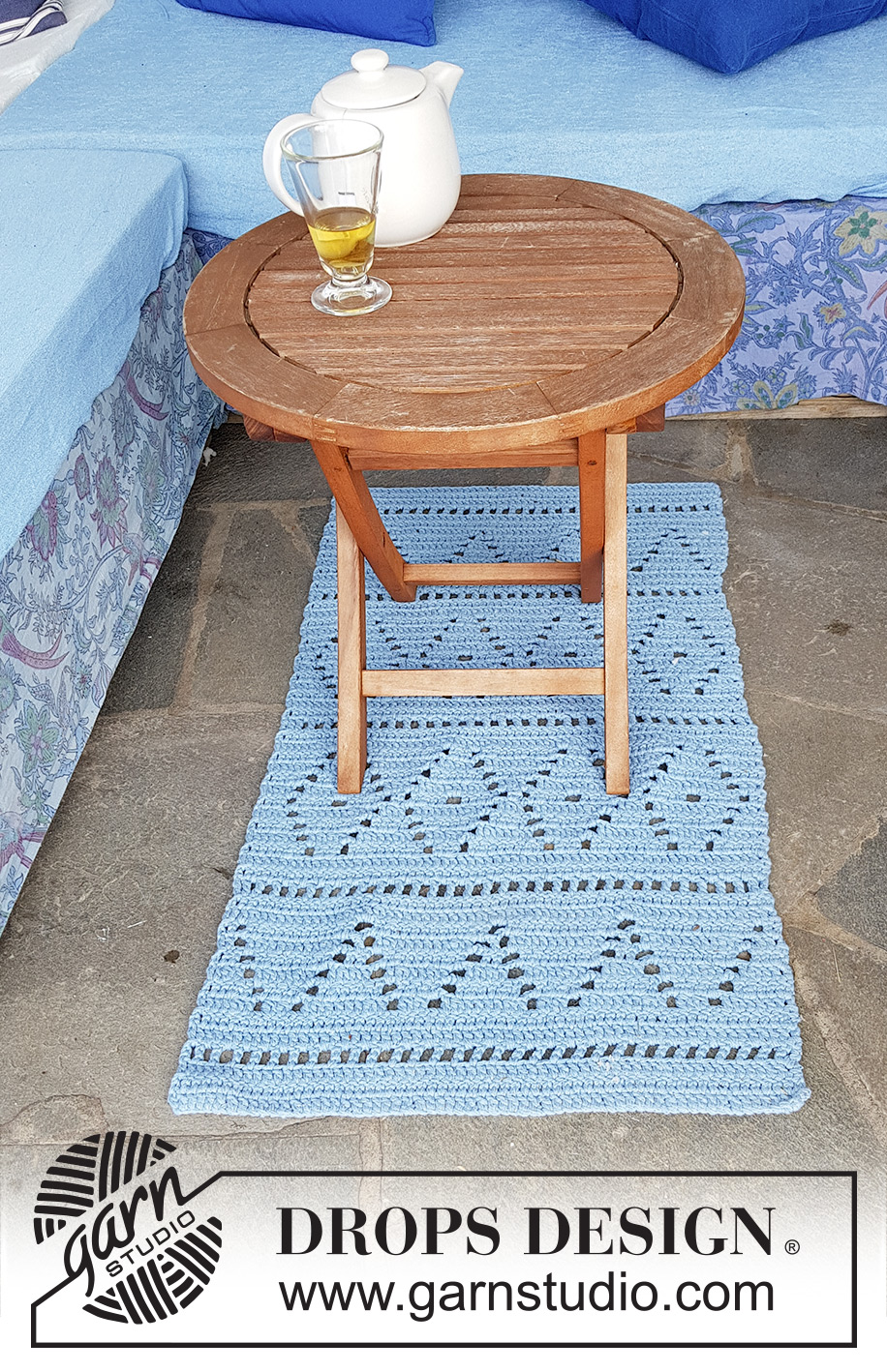 Boardwalk / DROPS 170-41 - Crochet DROPS rug with lace pattern in 2 strands Paris.