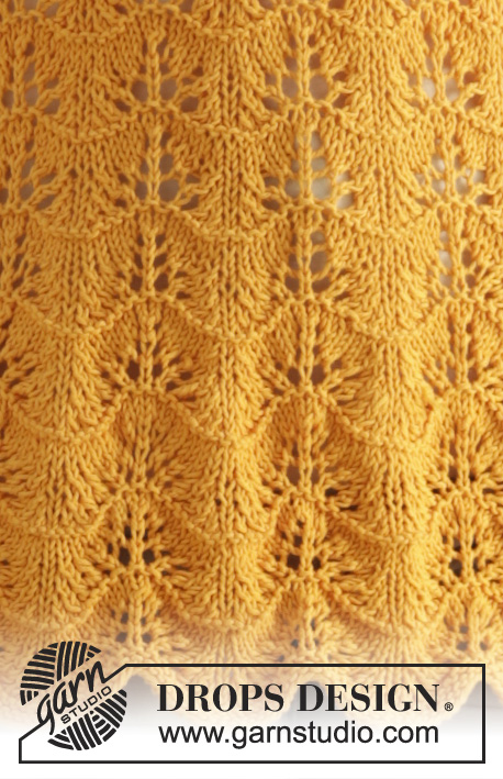 Sunkissed / DROPS 170-6 - Top DROPS au point mousse avec point de vagues, boutonné dans le dos, en “Safran”.Du S au XXXL.
