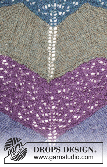 Aurora Borealis / DROPS 171-13 - Gestricktes DROPS Tuch in ”Alpaca” mit Zackenmuster, Lochmuster und Streifen.