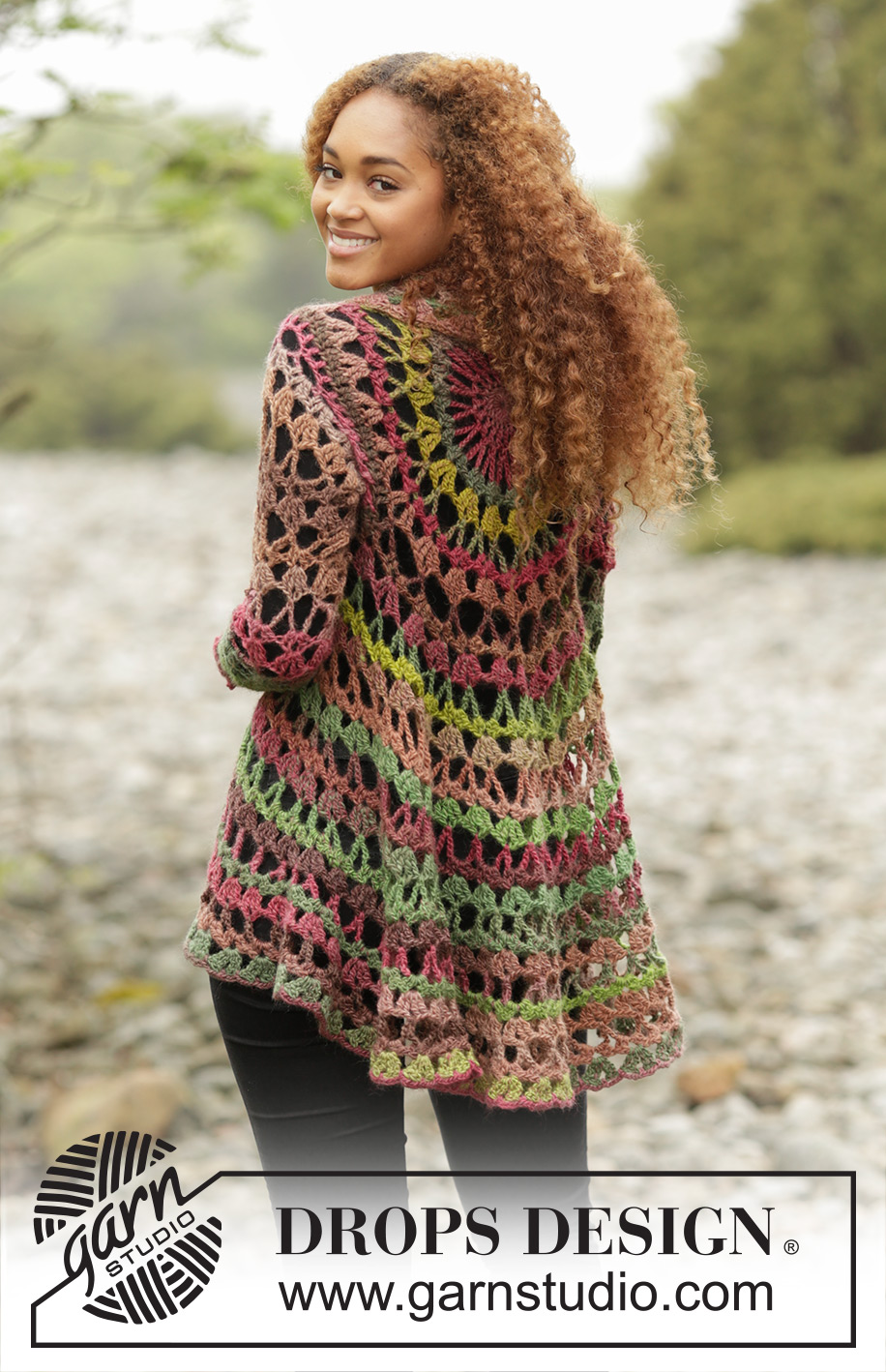 Fall Festival / DROPS 171-21 - Gilet crocheté en cercle, avec 1 fil DROPS Big Delight ou 1 fil DROPS Fabel et 1 fil DROPS Flora.  Du S au XXXL.