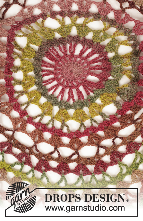 Fall Festival / DROPS 171-21 - Gilet crocheté en cercle, avec 1 fil DROPS Big Delight ou 1 fil DROPS Fabel et 1 fil DROPS Flora.  Du S au XXXL.