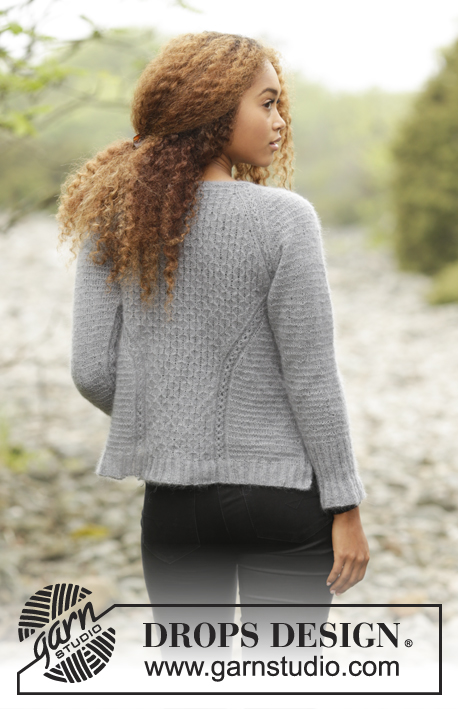 Misty Harbor Cardigan / DROPS 171-23 - Knitted DROPS jacket, worked top down with raglan and textured pattern in “Kid-Silk”. Size: S - XXXL.