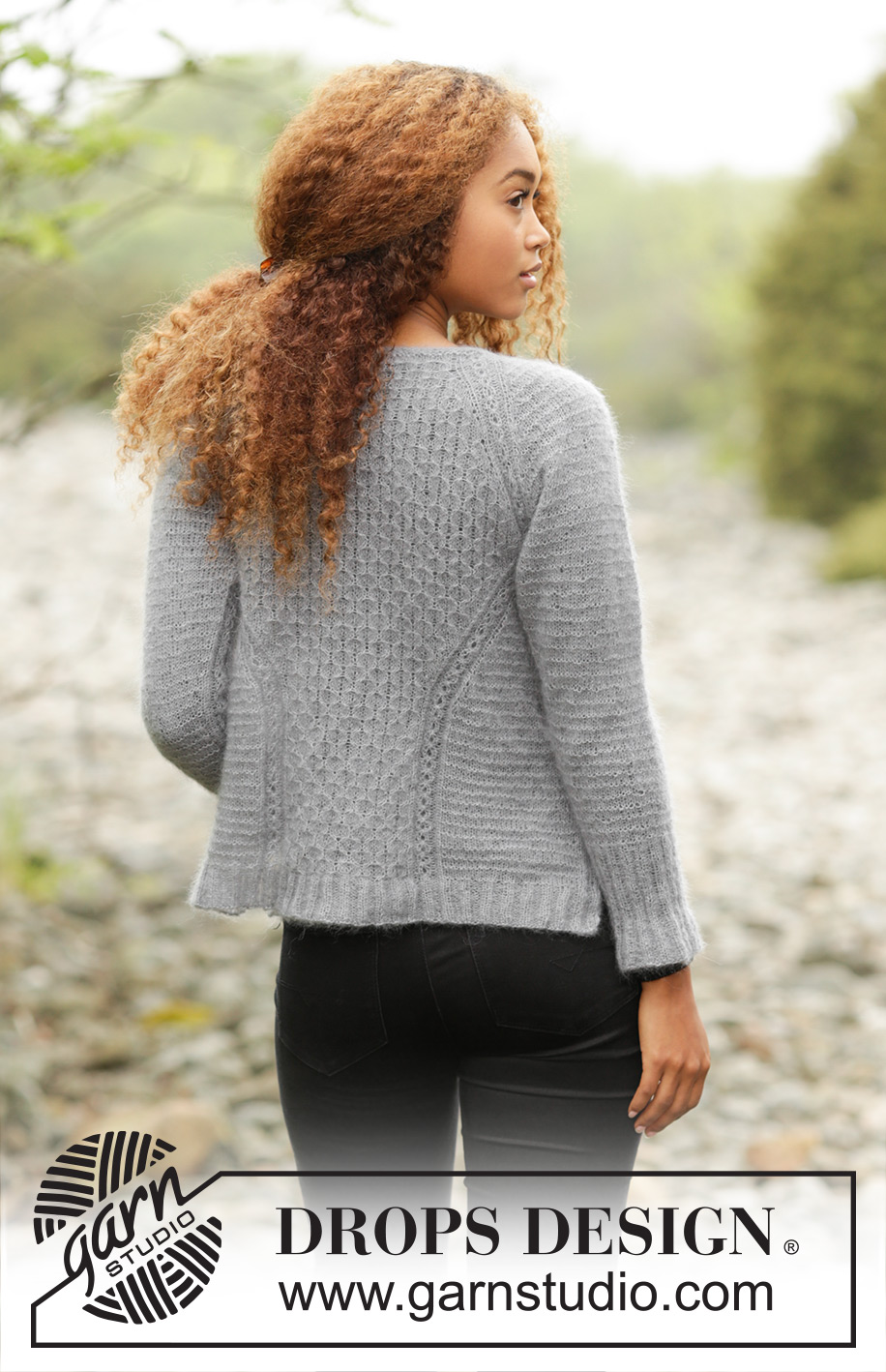 Misty Harbor Cardigan / DROPS 171-23 - Knitted DROPS jacket, worked top down with raglan and textured pattern in “Kid-Silk”. Size: S - XXXL.