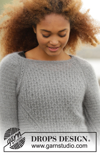 Misty Harbor / DROPS 171-24 - Knitted DROPS jumper, worked top down with raglan and textured pattern in “Kid-Silk”. Size: S - XXXL.