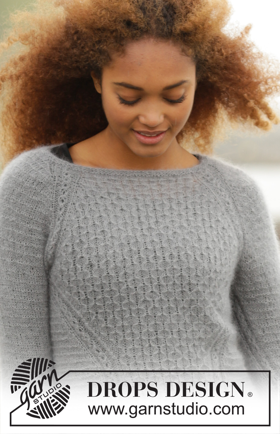 Misty Harbor / DROPS 171-24 - Knitted DROPS jumper, worked top down with raglan and textured pattern in “Kid-Silk”. Size: S - XXXL.