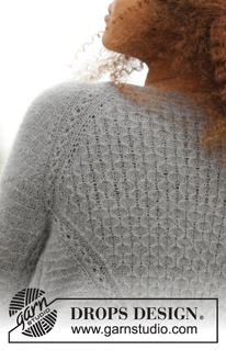 Misty Harbor / DROPS 171-24 - Knitted DROPS jumper, worked top down with raglan and textured pattern in “Kid-Silk”. Size: S - XXXL.