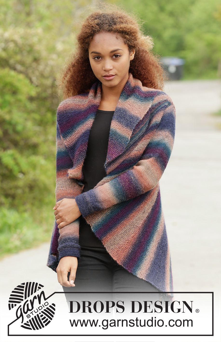 Spectre / DROPS 171-25 - Knitted DROPS jacket worked in a circle in garter st with short rows in ”Delight”. Size: S - XXXL.