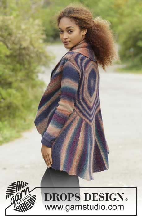 Spectre / DROPS 171-25 - Knitted DROPS jacket worked in a circle in garter st with short rows in ”Delight”. Size: S - XXXL.