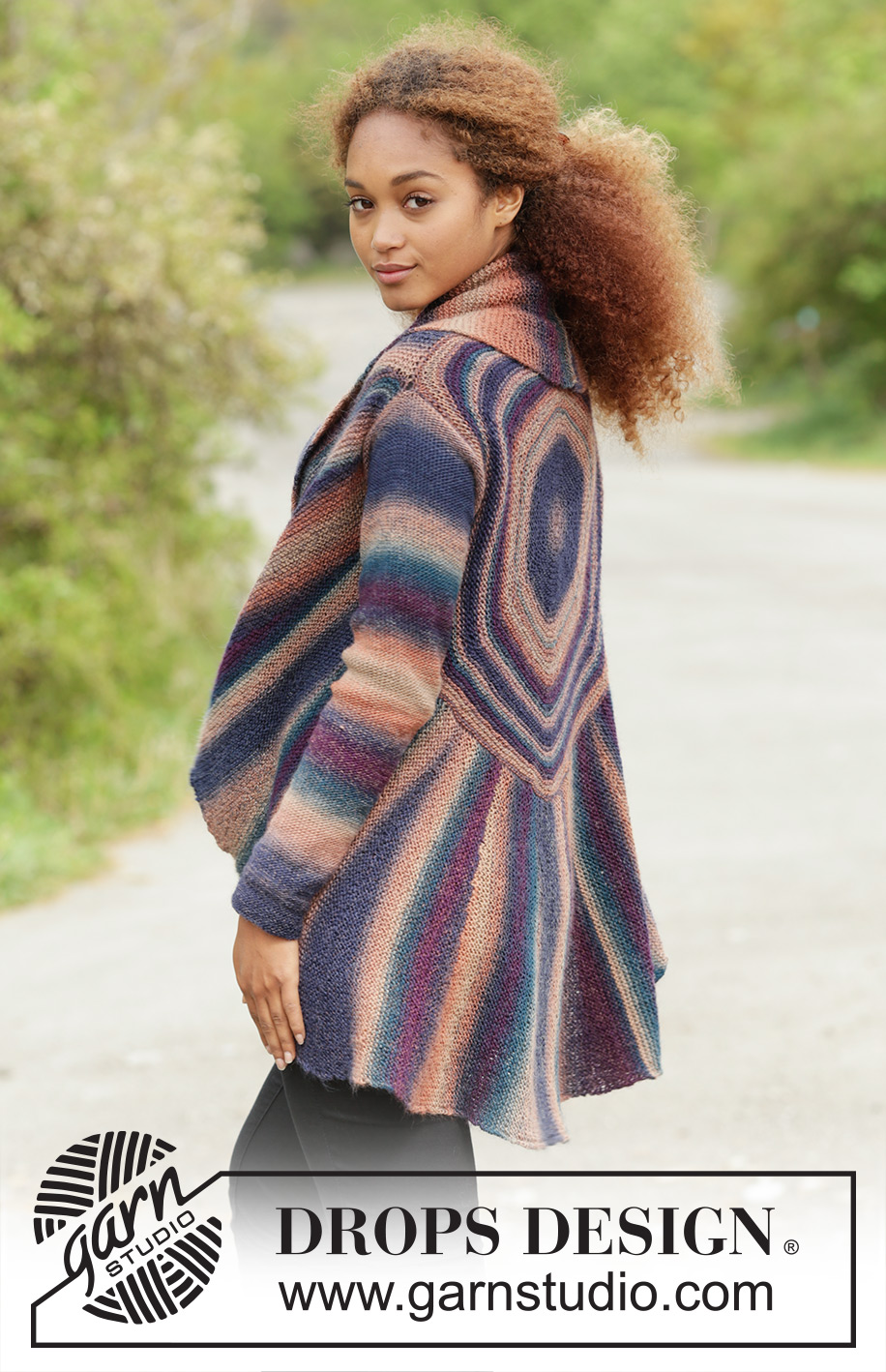 Spectre / DROPS 171-25 - Knitted DROPS jacket worked in a circle in garter st with short rows in ”Delight”. Size: S - XXXL.