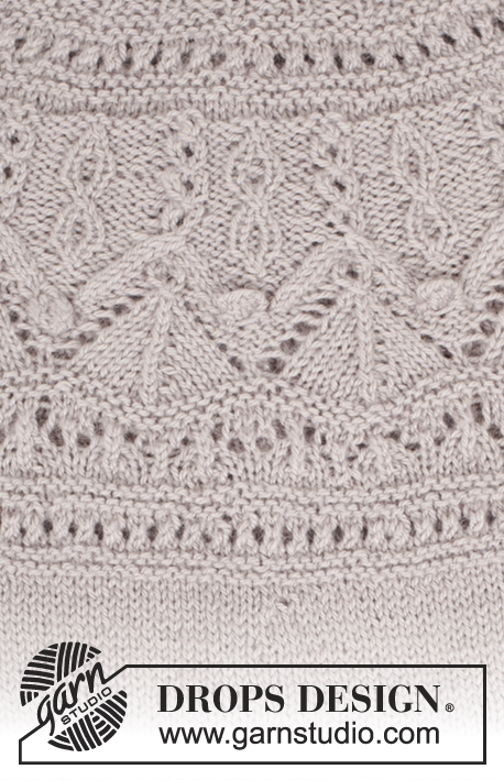 Crystal Bright / DROPS 171-51 - Strikket DROPS bluse i ”BabyAlpaca Silk” med rundt bærestykke og strukturmønster på bærestk. Str S - XXXL.