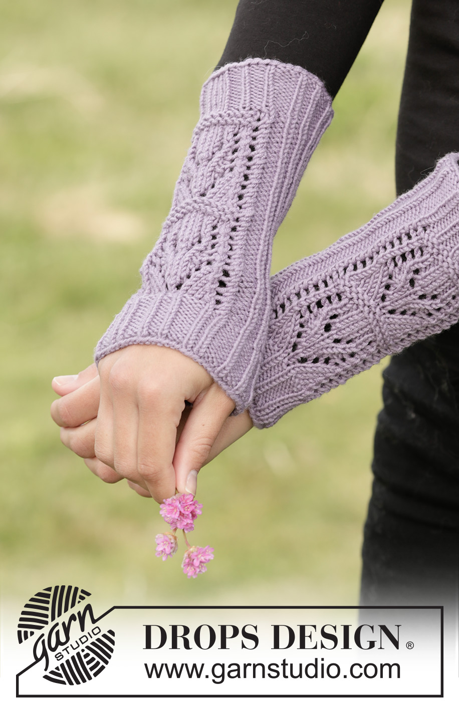 Sweet Verbena / DROPS 171-54 - Ensemble: Bonnet, tour de cou et manchettes DROPS avec point ajouré, en ”Merino Extra Fine”.