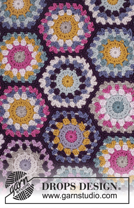 Boho Spell / DROPS 171-59 - Hæklet DROPS tæppe i ”Karisma” med sekskanter.