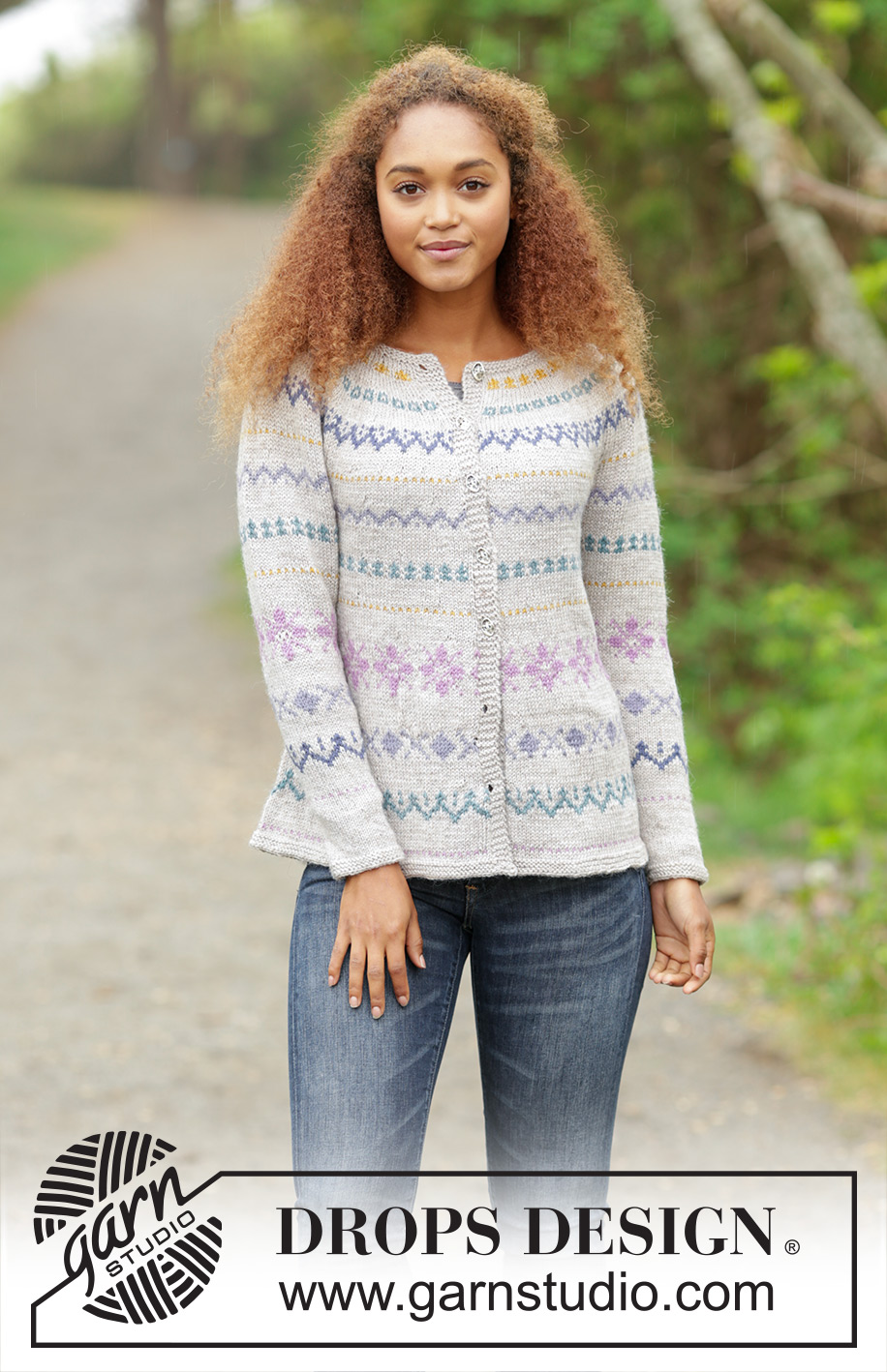Candy Lane Cardigan / DROPS 171-6 - Knitted DROPS jacket with round yoke and pattern border, worked top down in ”Karisma”. Size: S - XXXL.