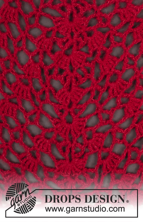 Carmen / DROPS 172-11 - Châle ajouré DROPS crocheté de haut en bas, en ”Brushed Alpaca Silk”.