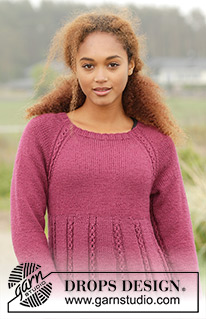 Josephine / DROPS 172-14 - Robe raglan DROPS, avec torsades, tricotée de haut en bas, en ”Karisma”. Du S au XXXL.