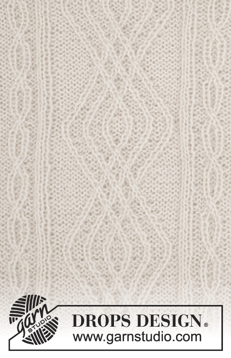 Irish Winter / DROPS 172-2 - Strikket DROPS genser i ”Alpaca” og ”Kid-Silk” med fletter og splitt i siden. Str S - XXXL.