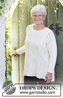 Irish Winter / DROPS 172-2 - Strikket DROPS genser i ”Alpaca” og ”Kid-Silk” med fletter og splitt i siden. Str S - XXXL.