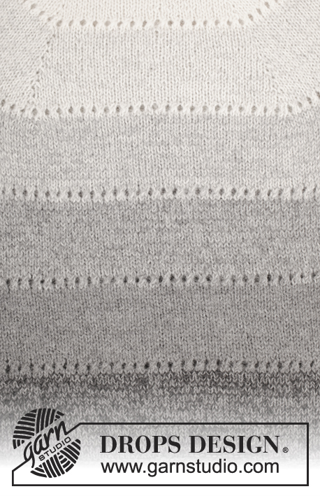 Shades of Grey / DROPS 172-23 - Strikket DROPS bluse i 2 tråde ”Alpaca” med rundt bærestykke og striber, strikket oppefra og ned. Str S - XXXL.