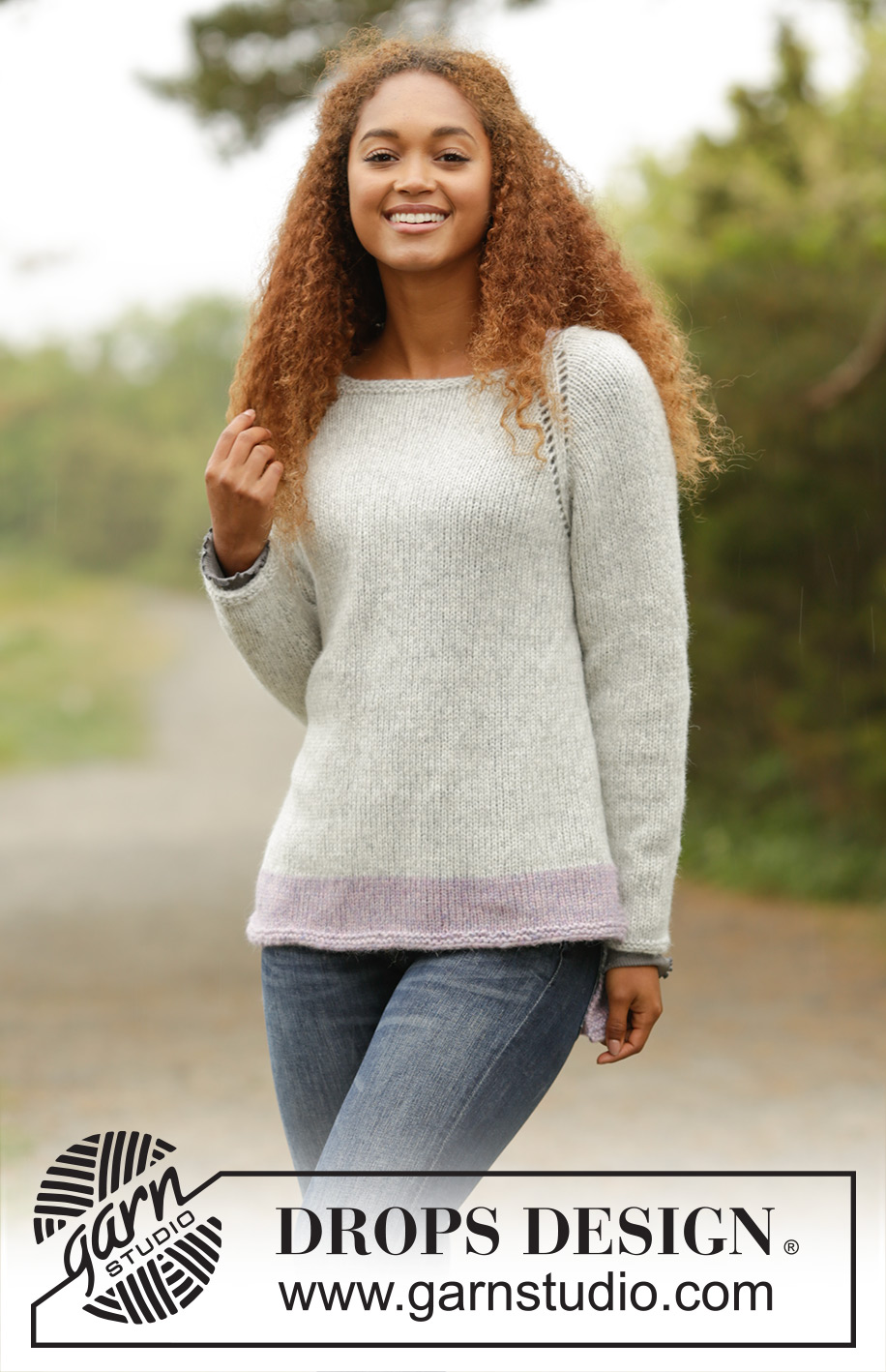 Lilla Camilla / DROPS 172-33 - Pull raglan DROPS tricoté de haut en bas, en ”Air”. Du S au XXXL.