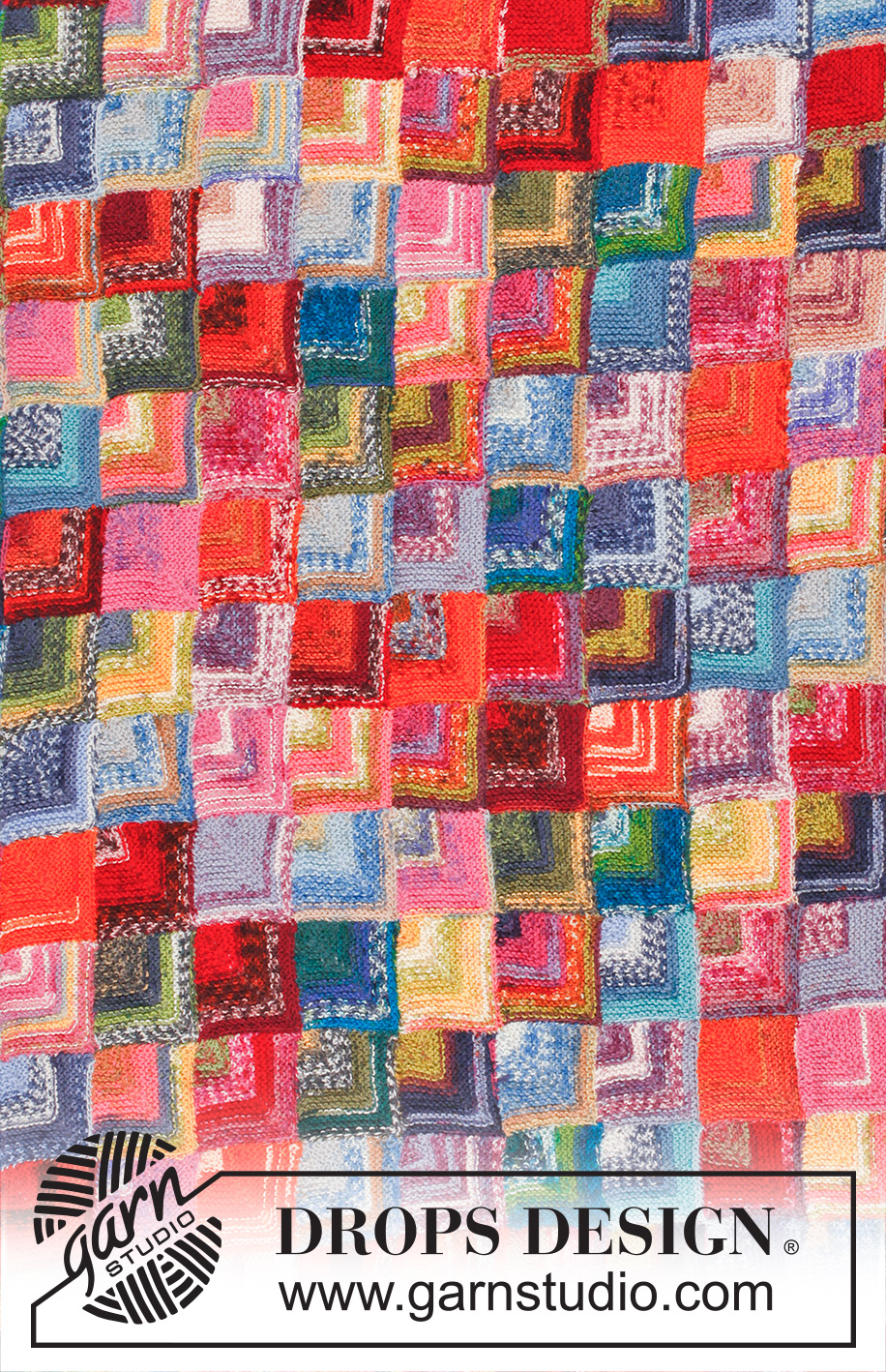 Lost and Found / DROPS 172-48 - Knitted DROPS blanket with Domino squares in ”Fabel”.
