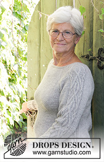 Irish Plaits / DROPS 173-2 - Stickad  tröja i DROPS Merino Extra Fine med flätor på ärmarna, stickad uppifrån och ner. Stl S - XXXL.