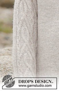 Irish Plaits / DROPS 173-2 - Stickad  tröja i DROPS Merino Extra Fine med flätor på ärmarna, stickad uppifrån och ner. Stl S - XXXL.