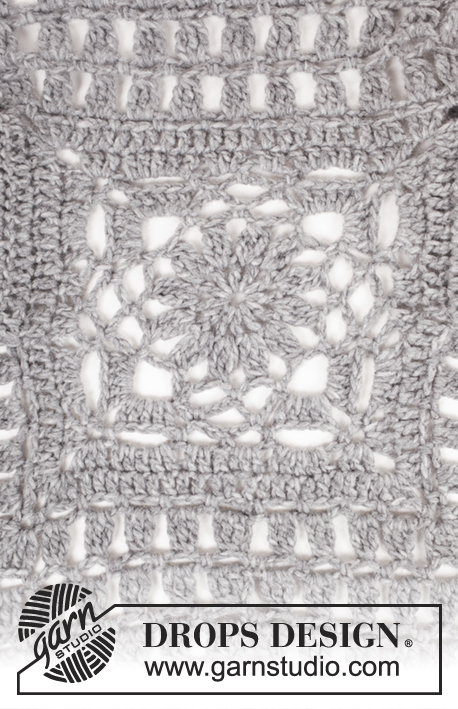 Stony Ridge / DROPS 173-31 - Crochet DROPS jacket worked in a square in 1 thread Cloud or 2 threads Air. Size S-XXXL.