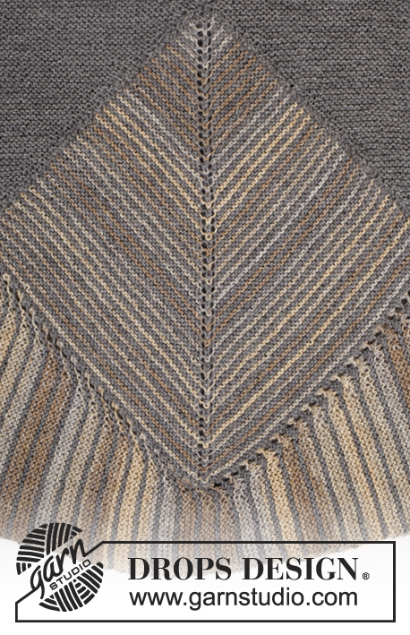 Tauriel / DROPS 173-4 - Knitted DROPS jumper in garter st with domino squares and stripes in ”Fabel”. Size: S - XXXL.