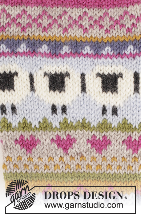 Sleepy Sheep / DROPS 173-45 - Knitted DROPS socks with sheeps in ”Karisma”. Size 35 - 46