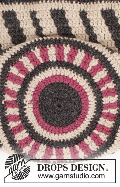 Port Noir / DROPS 173-54 - Bolso DROPS en ganchillo con patrón de colores, en “Nepal”.