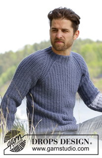 Twin River / DROPS 174-14 - Gestrickter DROPS Pullover für Herren in Nepal mit Strukturmuster und Raglanärmeln. Größe S - XXXL.