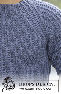 Twin River / DROPS 174-14 - Gestrickter DROPS Pullover für Herren in Nepal mit Strukturmuster und Raglanärmeln. Größe S - XXXL.
