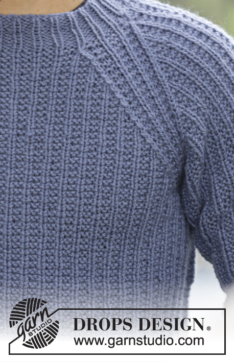 Twin River / DROPS 174-14 - Gestrickter DROPS Pullover für Herren in Nepal mit Strukturmuster und Raglanärmeln. Größe S - XXXL.