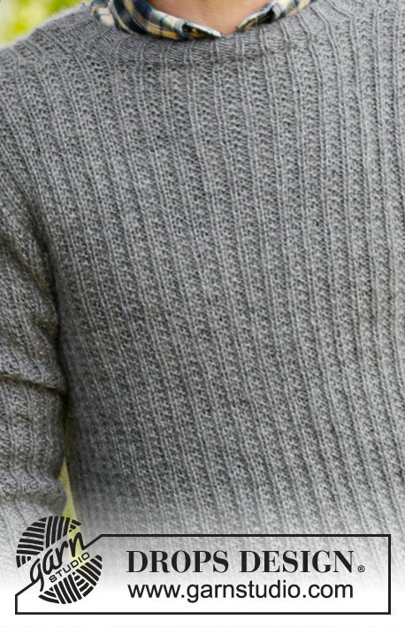 Beaver Ridge / DROPS 174-16 - Gebreide DROPS trui voor heren met structuurpatroon van Karisma en Kid-Silk. Maat S- XXXL