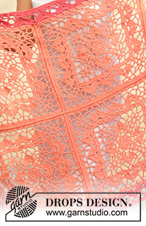 Orient Dream / DROPS 175-10 - Frazada con cuadrados en ganchillo y patrón de calados en DROPS Paris.