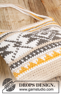 Folk Dance / DROPS 175-23 - Gehaakte tas met kleurenpatroon van DROPS Cotton Light.