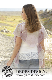 Beach Shells / DROPS 176-20 - DROPS Kid-Silk lõngast heegeldatud poolringidega sall