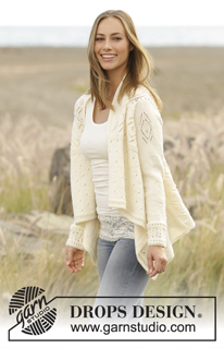 Sunny Date / DROPS 176-26 - Knitted jacket with lace pattern, worked in square in DROPS Merino Extra Fine. Sizes S - XXXL.