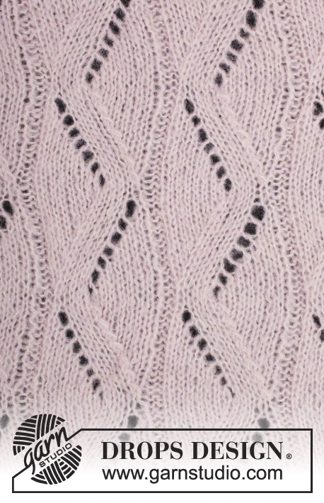 With Me / DROPS 176-29 - Knitted poncho with lace pattern in 2 strands DROPS Brushed Alpaca Silk, worked sideways. Size: S - XXXL.