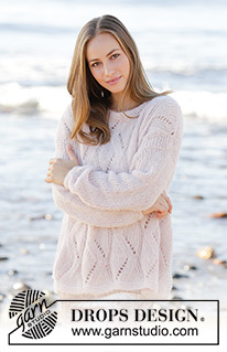 Sweet Maggie / DROPS 176-31 - Knitted jumper with lace pattern in 2 strands DROPS Brushed Alpaca Silk. Size: S - XXXL