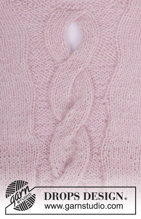 Rose Twist / DROPS 176-4 - Jumper with open cable mid front worked top down in DROPS Alpaca and DROPS Kid-Silk. Sizes S - XXXL.