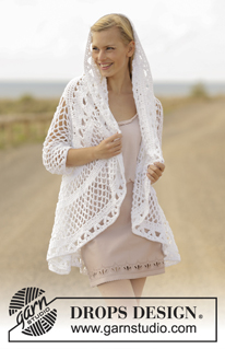 A Flair for Spring / DROPS 177-10 - Gehaakt vest wordt in een cirkel gehaakt met kantpatroon van DROPS Paris. Maat: S - XXXL