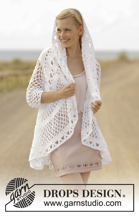 A Flair for Spring / DROPS 177-10 - Gehaakt vest wordt in een cirkel gehaakt met kantpatroon van DROPS Paris. Maat: S - XXXL
