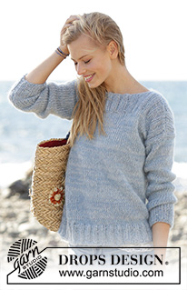 Bente / DROPS 177-2 - Glatt rechts gestrickter Pullover mit Rippenmuster in 1 Faden DROPS Alpaca und 2 Fäden DROPS Kid-Silk. Größe S - XXXL.