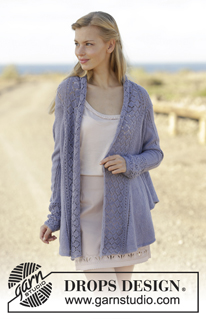 Altair / DROPS 177-32 - Knitted jacket worked in a square with lace pattern on the back in DROPS BabyAlpaca Silk. Size: S - XXXL