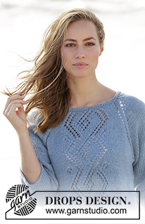 Celtic Knot / DROPS 177-5 - Von oben nach unten gestrickter Pullover mit Lochmuster, Raglanärmeln und A-Schnitt in DROPS Big Merino. Größe S - XXXL.