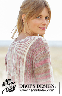 Rays of Spring / DROPS 178-26 - Gebreid vest in ribbelsteek met verkorte toeren en strepen van DROPS Fabel. Maten S - XXXL.