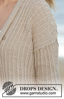 Zoey / DROPS 178-3 - Cardigan ai ferri con motivo a punto fantasia, in DROPS Cotton Merino. Taglie: Dalla S alla XXXL.
