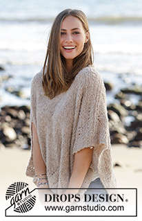 So Far / DROPS 178-34 - Strikket poncho med hullmønster i DROPS Alpaca Bouclé. Størrelse S - XXXL.