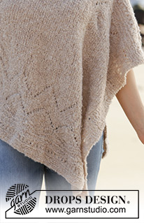 So Far / DROPS 178-34 - Strikket poncho med hullmønster i DROPS Alpaca Bouclé. Størrelse S - XXXL.